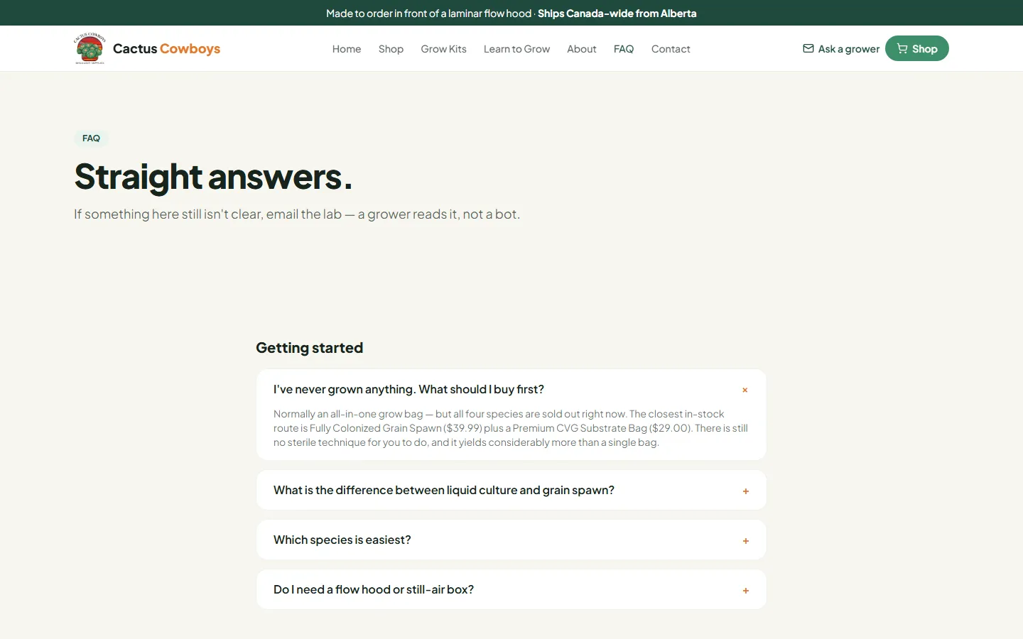 Cactus Cowboys Mycology — faq