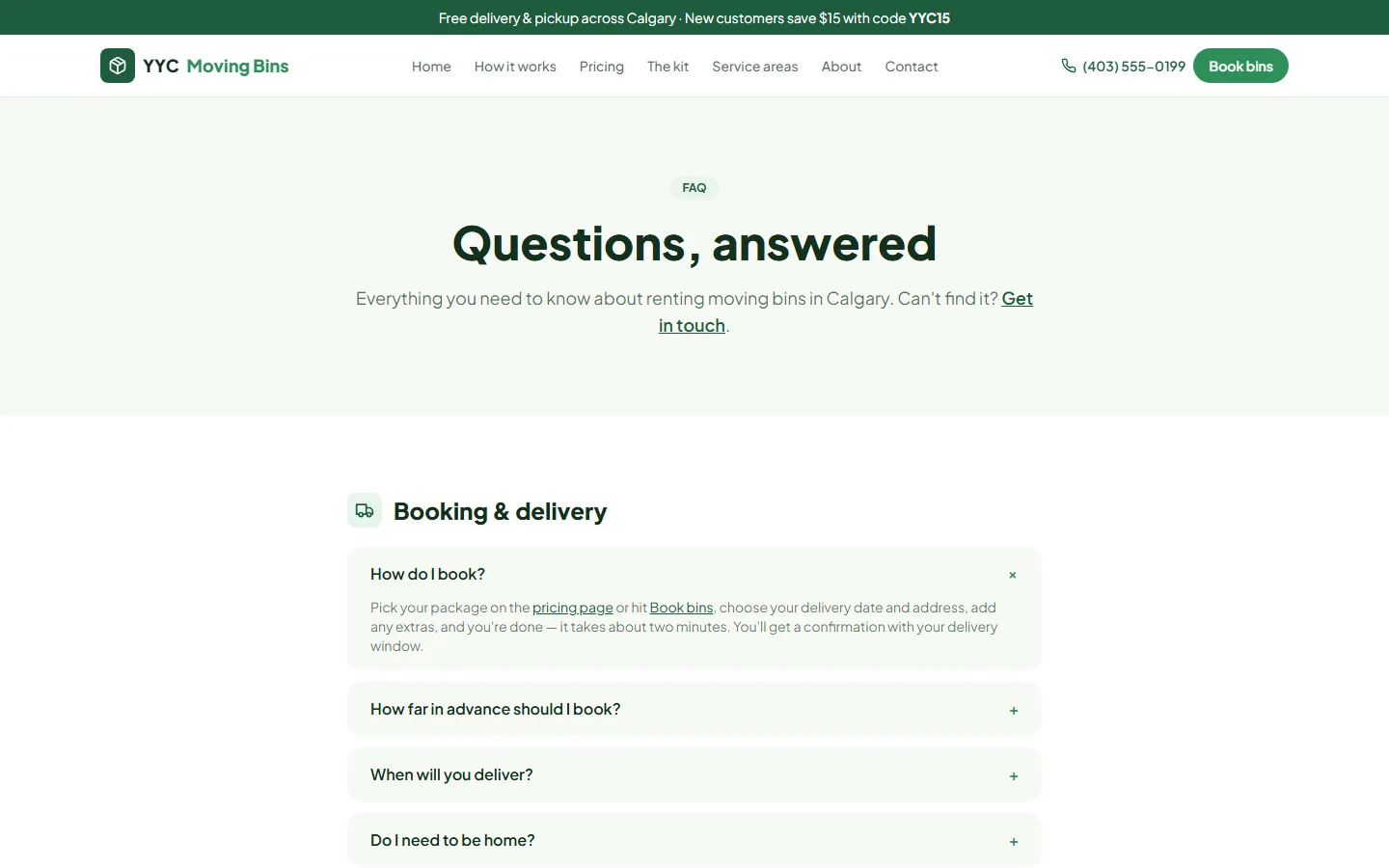 YYC Moving Bins — FAQ