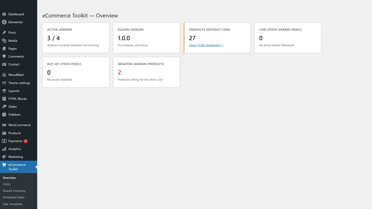 BigBad Store Toolkit for WooCommerce — real admin screen 6