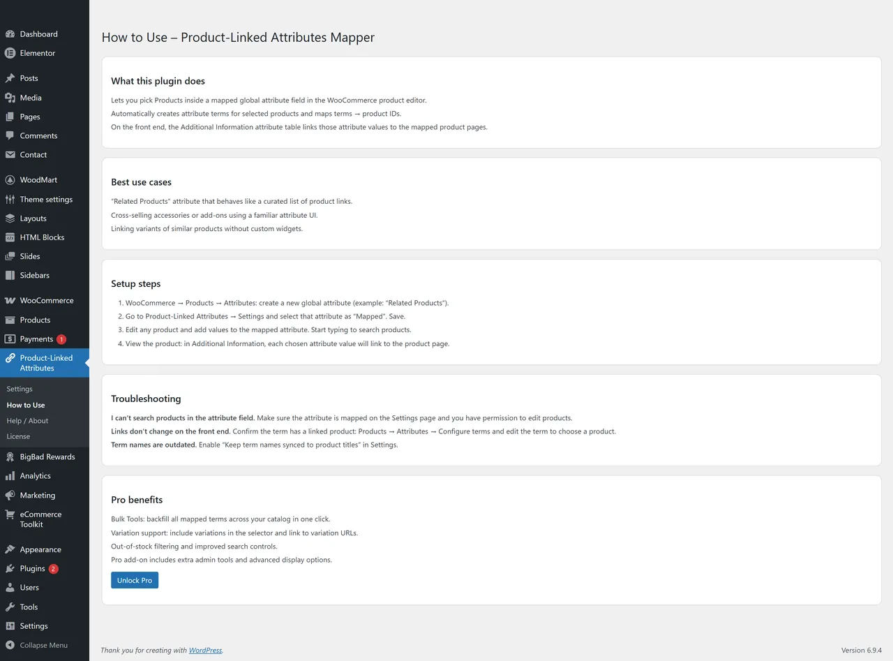 Product-Linked Attributes Mapper for WooCommerce — admin screen 5