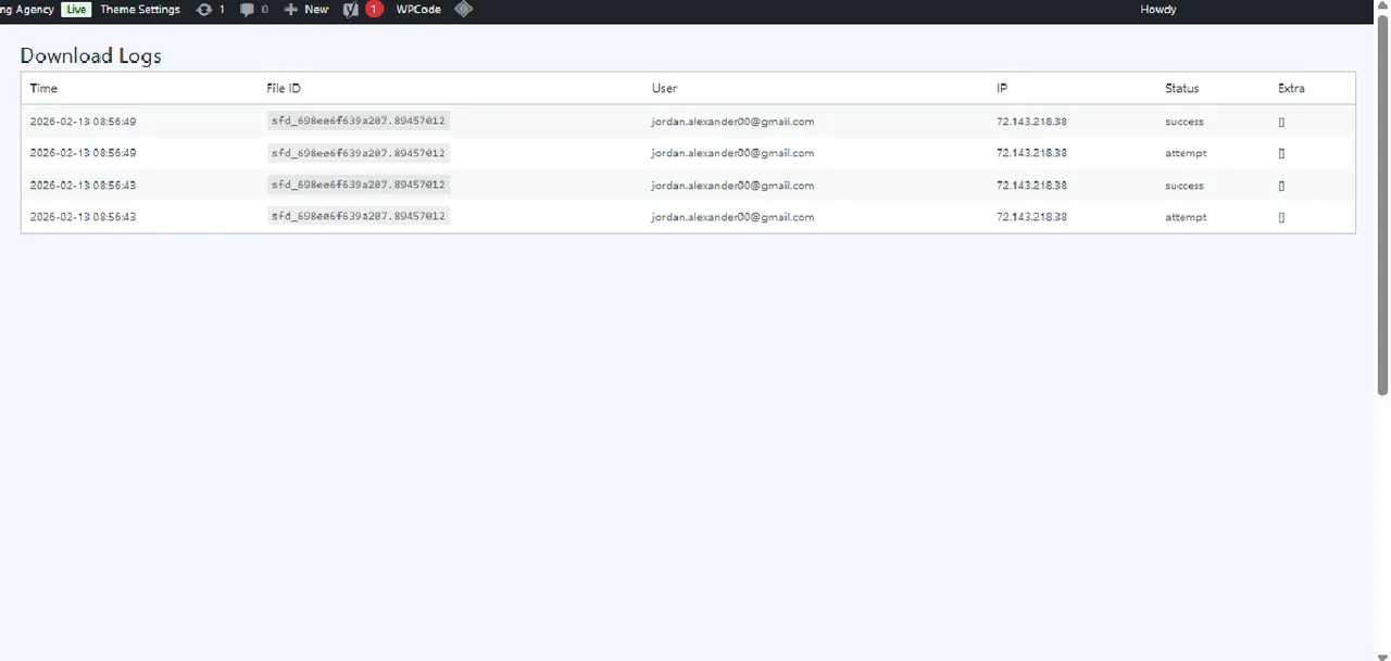 Secure File Downloads — admin screen 4