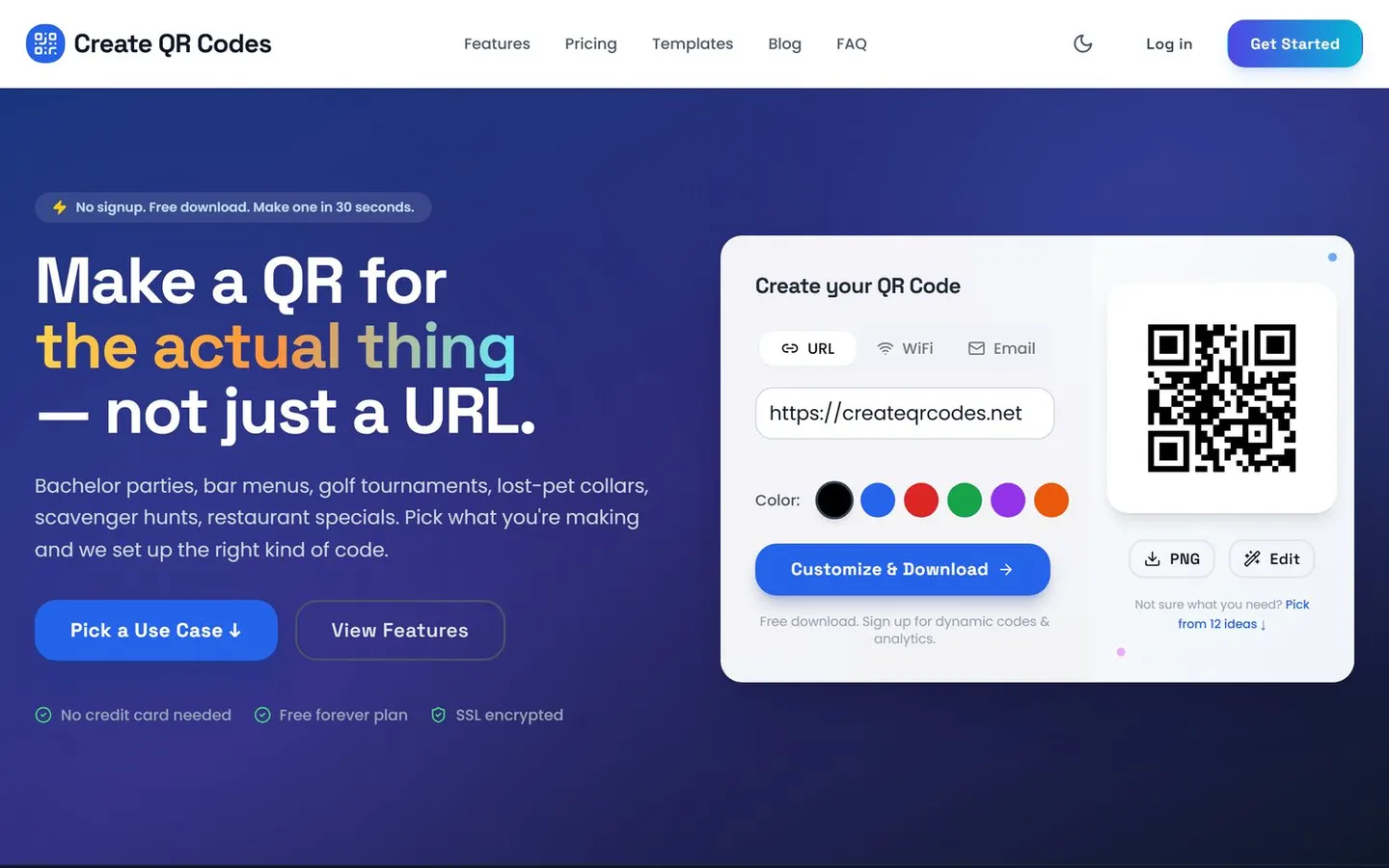 CreateQRCodes — real screen at createqrcodes.net