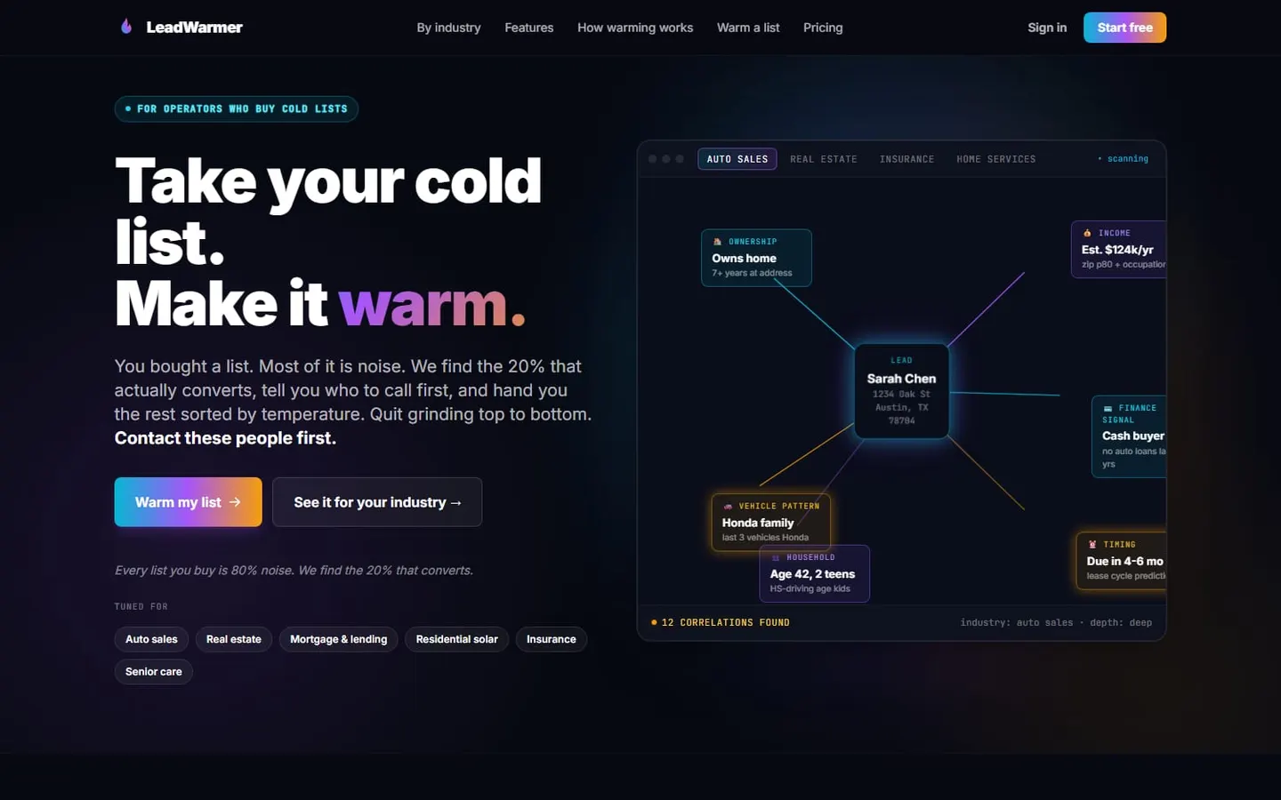 LeadWarmer — real screen at leadwarmer.app