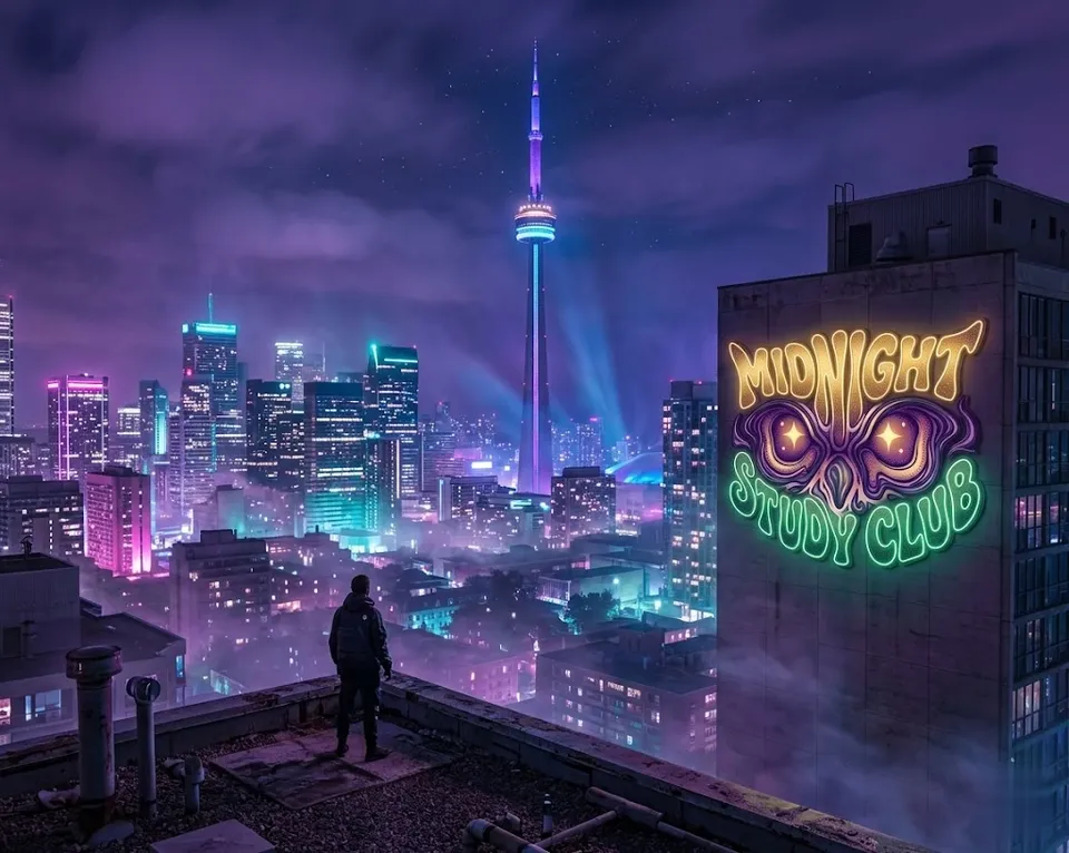 Rooftop night scene still