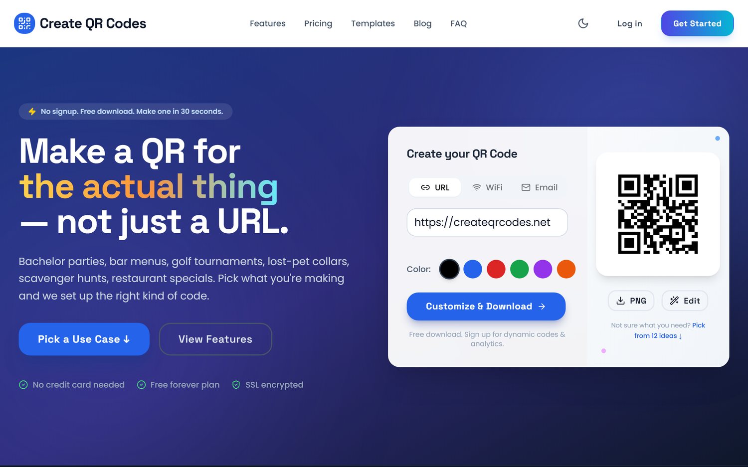 CreateQRCodes homepage