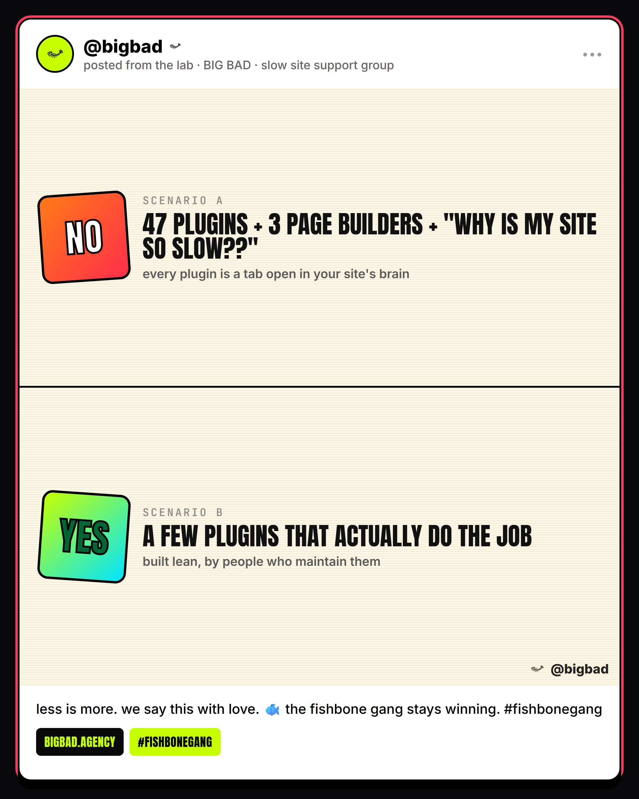 Fishbone post: 47 plugins